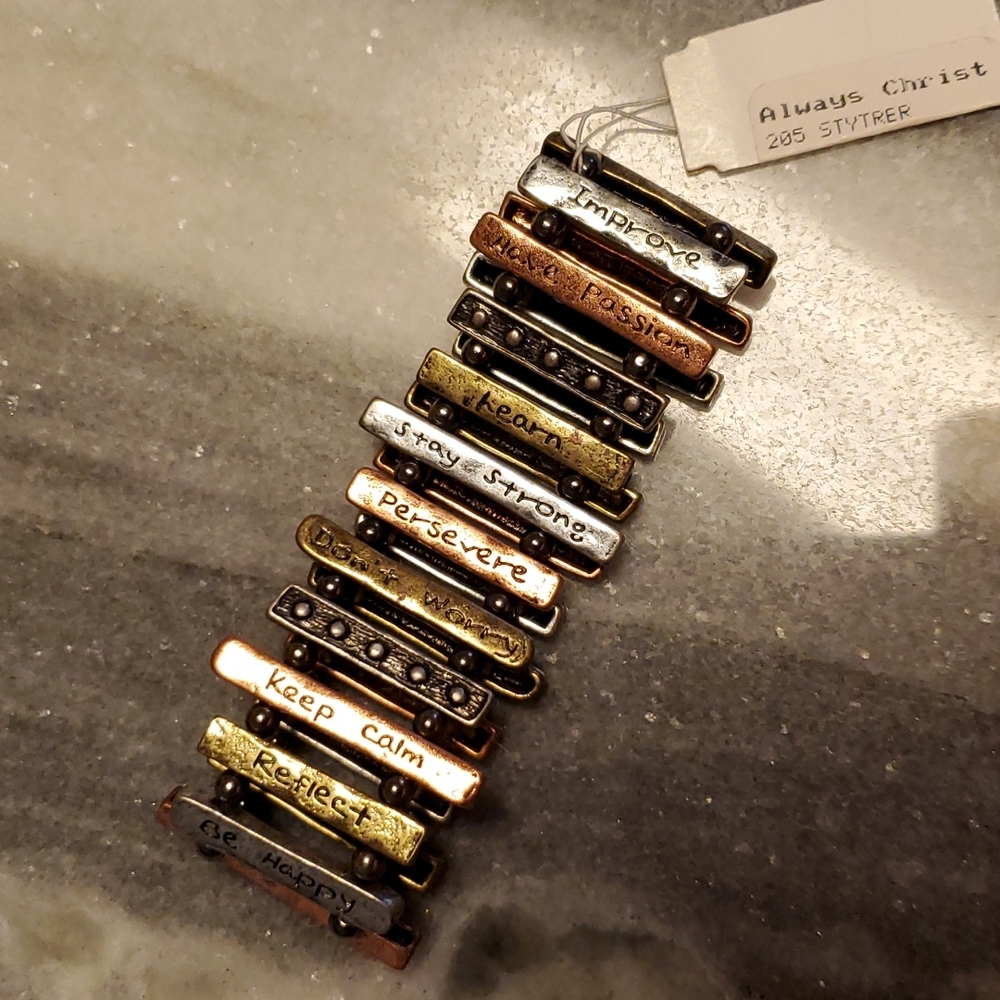 Three tone bracelet with motivational sayings